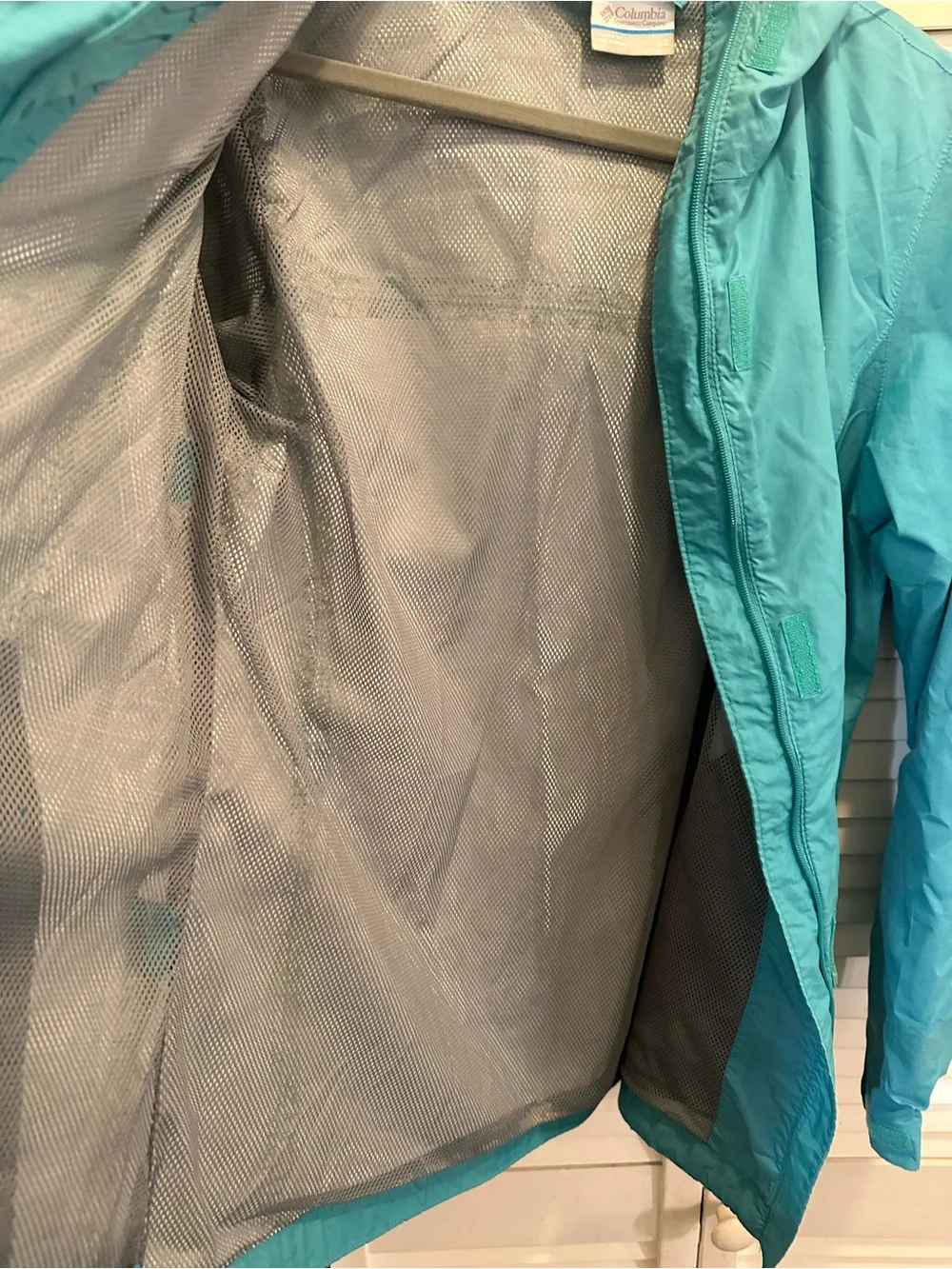 Columbia Girls' Teal Hooded Rain Jacket